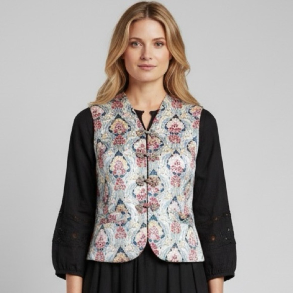 Vintage Chinese Pink Floral Quilted Silk Vest - Small, ***Reversible***